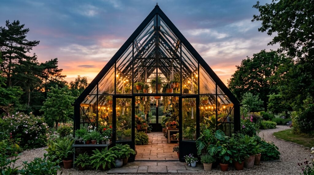 a frame greenhouse interior glowing 202606131227