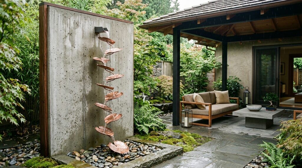 Copper Rain Chains That Turn Runoff Water into Beautiful Art Features abstract rain chain copper lily 202606101208
