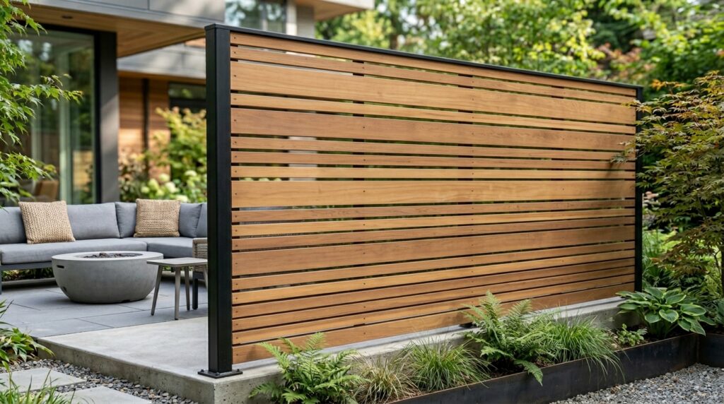 Horizontal Slatted Cedar Fences for a Clean Contemporary Look accent privacy wall cedar slats 202606121337