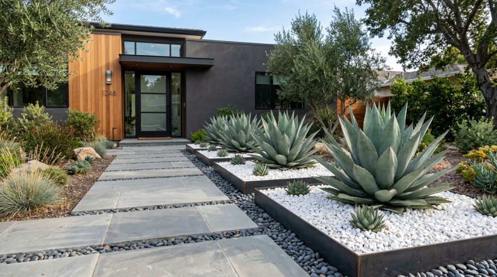 agave plants in square beds 202606101011