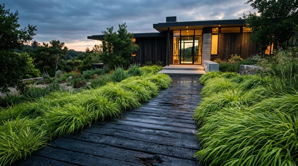 Modern Pathways and Walkway Ideas For a Luxurious Entry architectural path charred wood … 202606062042