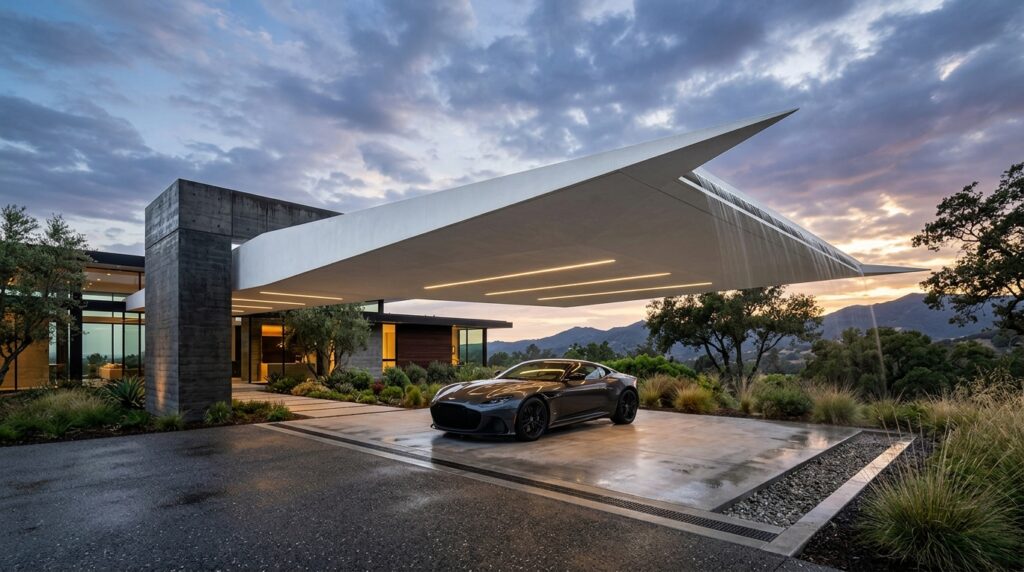 Minimalist Hidden Drainage Carport Designs for Clean Lines avant garde carport floating roof 202606161249