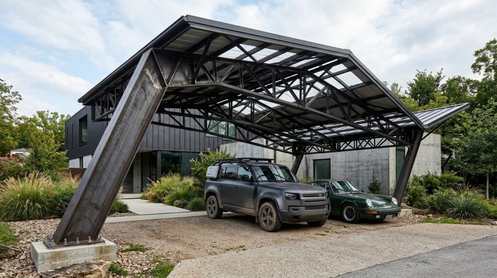 avant garde carport with iron truss 202606161019