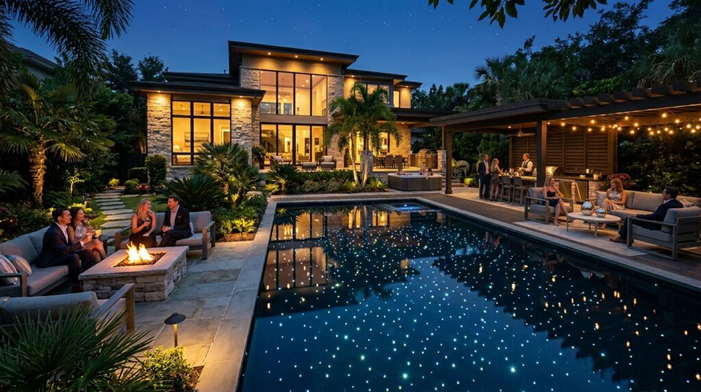 Starry-Night Fiber Optic Lights Embedded inside Concrete Pool Floors backyard entertainment hub starr… 202606101111