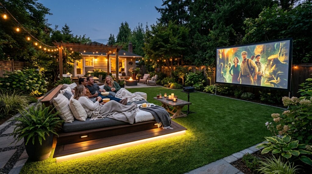 backyard turf lawn projector screen 202606101321
