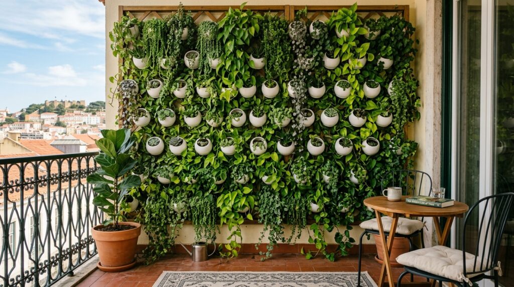 Outdoor Balcony Oasis Ideas For Cozy Urban Living balcony accent wall green plants 202606061620