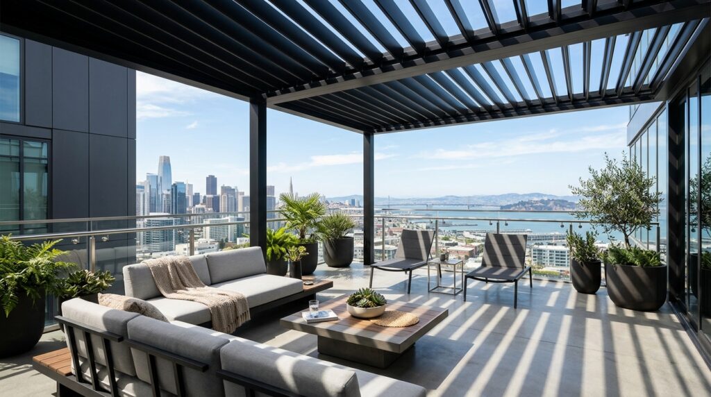 balcony patio with pergola roof 202606072036