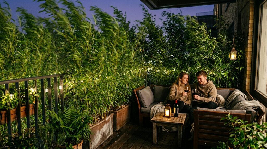 balcony shielded by bamboo stalks 202606071725
