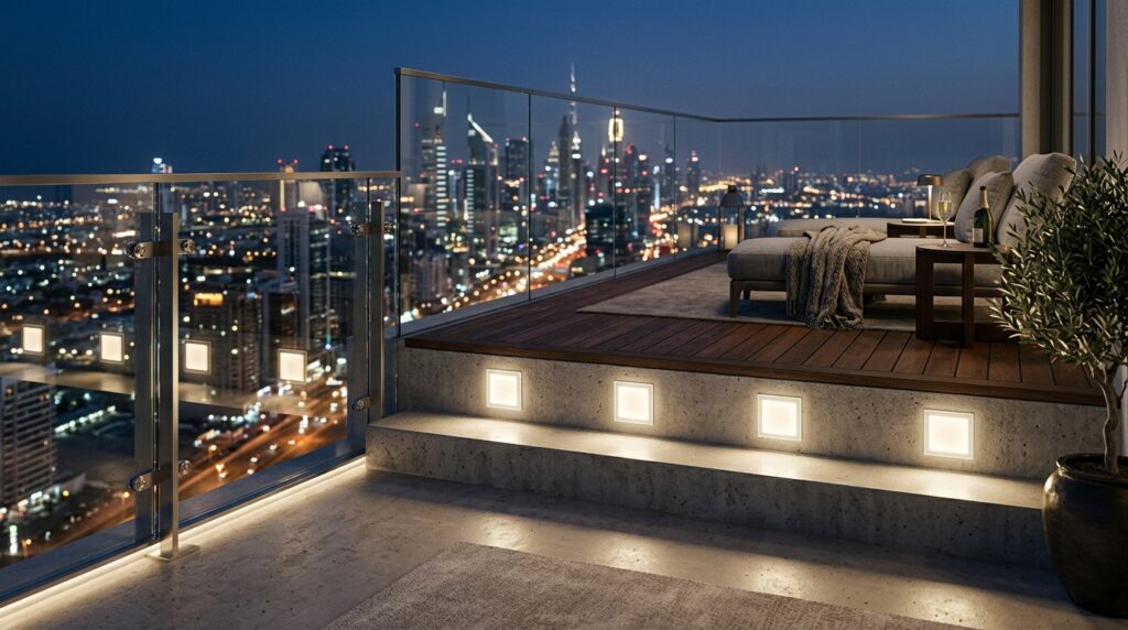 balcony step with glass lights 202606101137