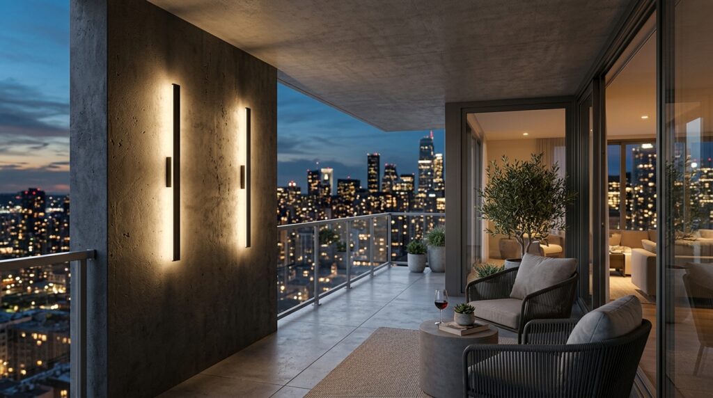 balcony with led sconces twilight 202606101128