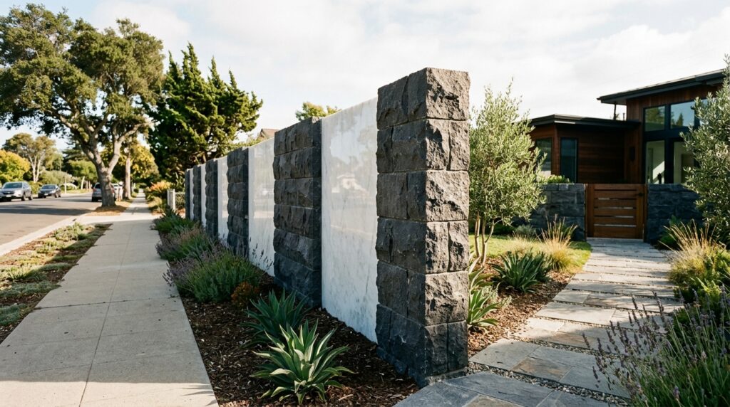 Frontyard Manifestos Built on Basalt Foundations and Quartzite Paths basalt and quartzite property line 202606100844