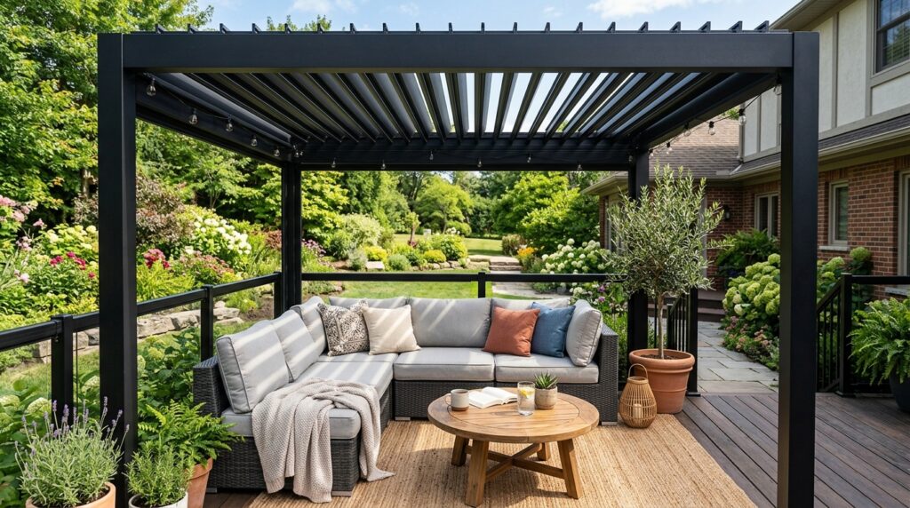 black metal pergola over deck 202606051816