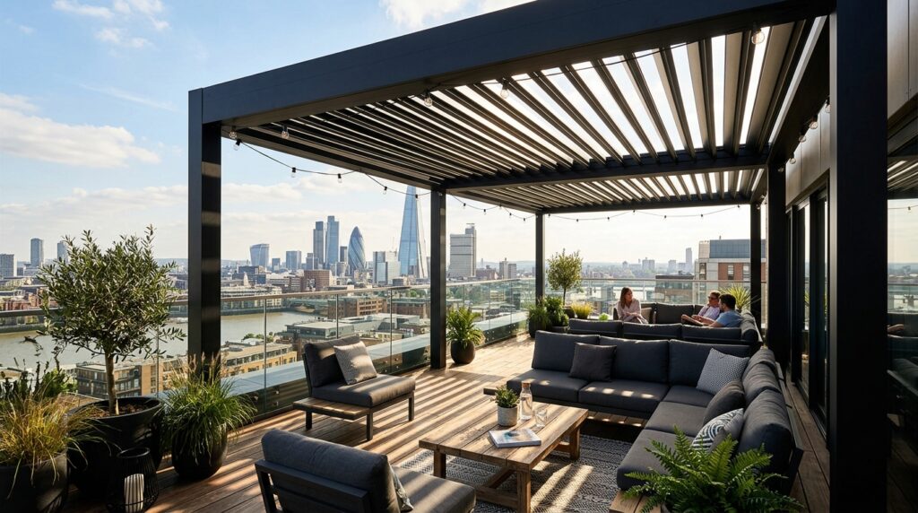 black pergola over rooftop lounge 202606051142