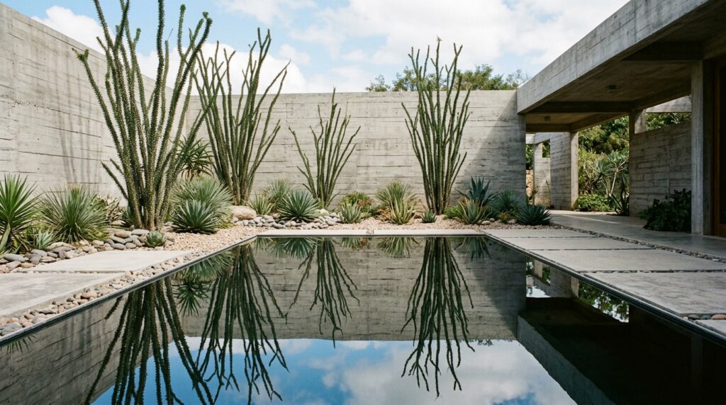 Brutalist Concrete Greenhouses and Hyper-Minimalist Botanical Pavilions botanical courtyard reflects oco… 202606081609