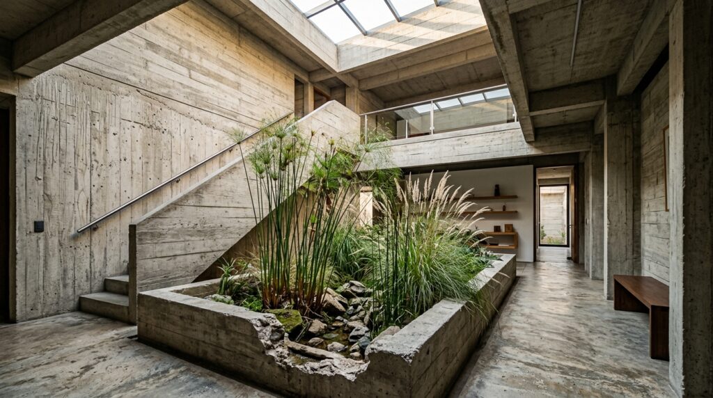brutalist home interior concrete… 202606130848