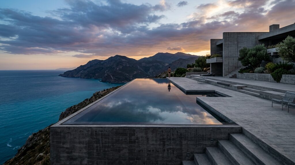 brutalist infinity pool water 202606081201