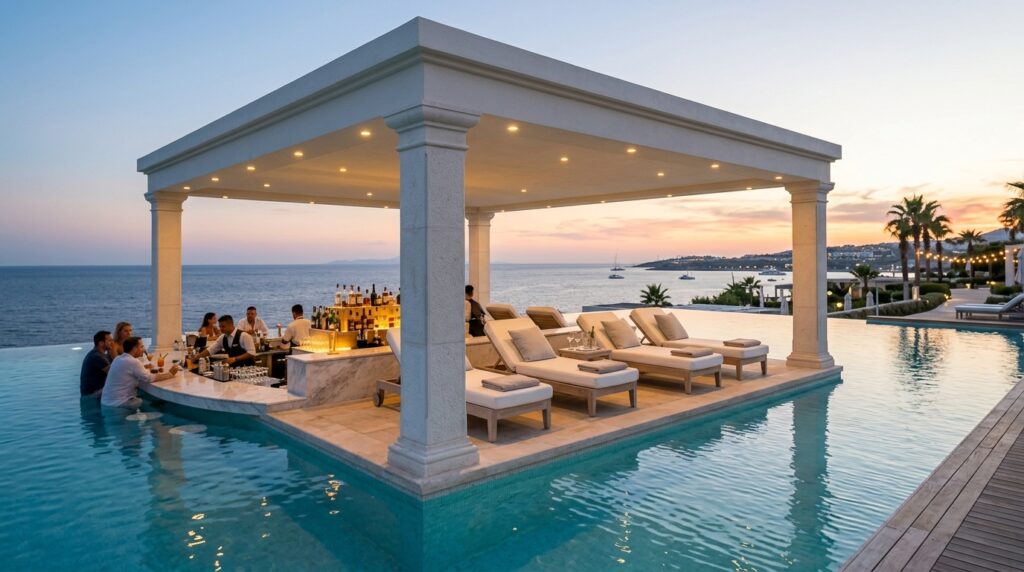 Creative Covered Patio Ideas for Year-Round Outdoor Living cabana at infinity pool 202606071413