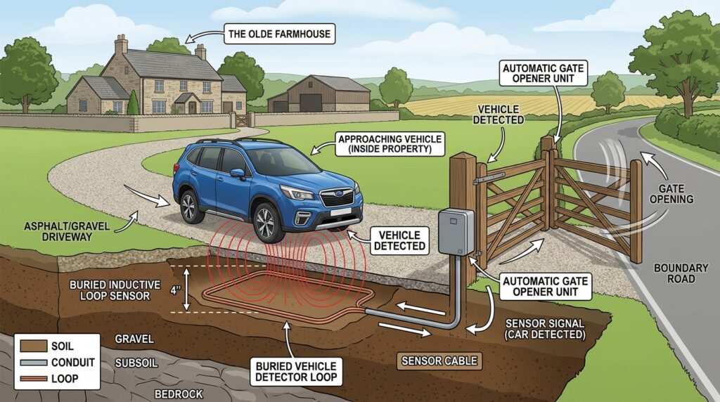 Industrial Wire Mesh and Wood Frame Gates for Modern Farmhouses car approaching gate wire sensor 202606111359