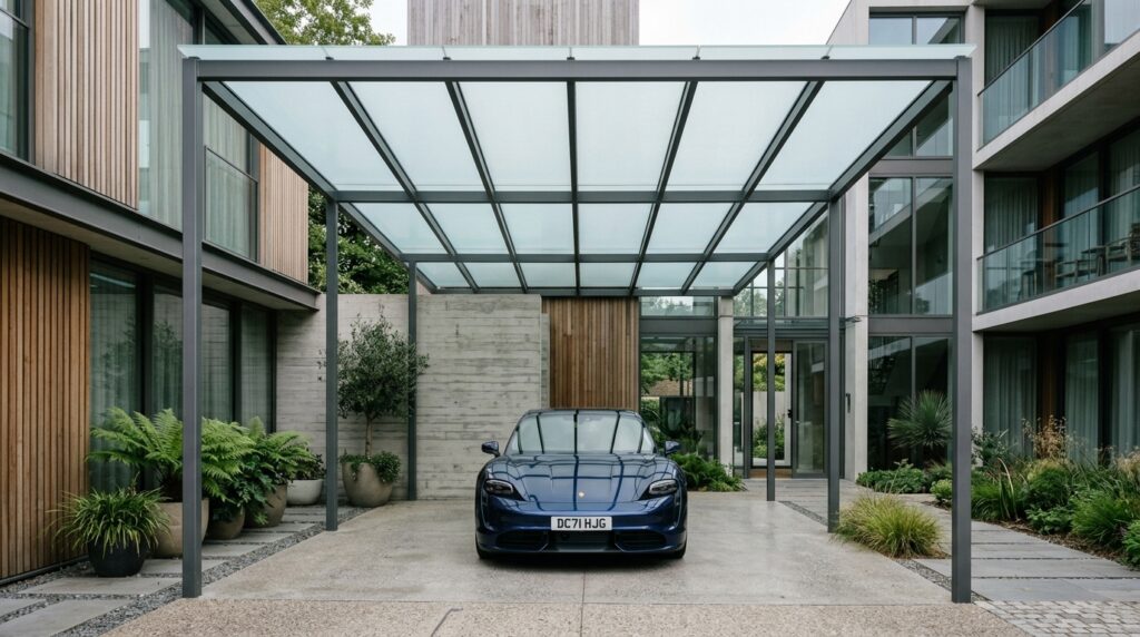 car parked in modern courtyard 202606081750