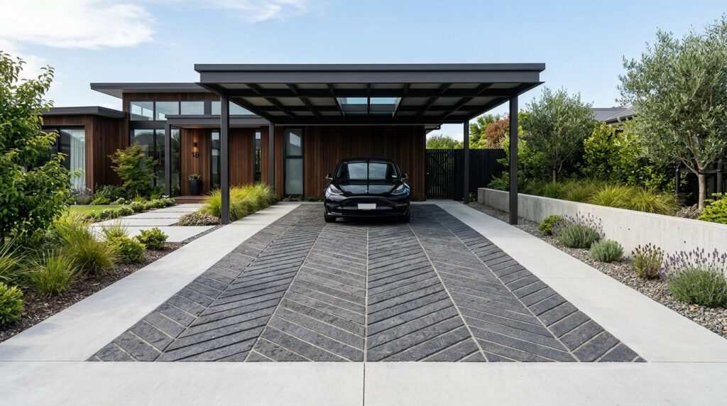 carport driveway with stone blocks 202606081650