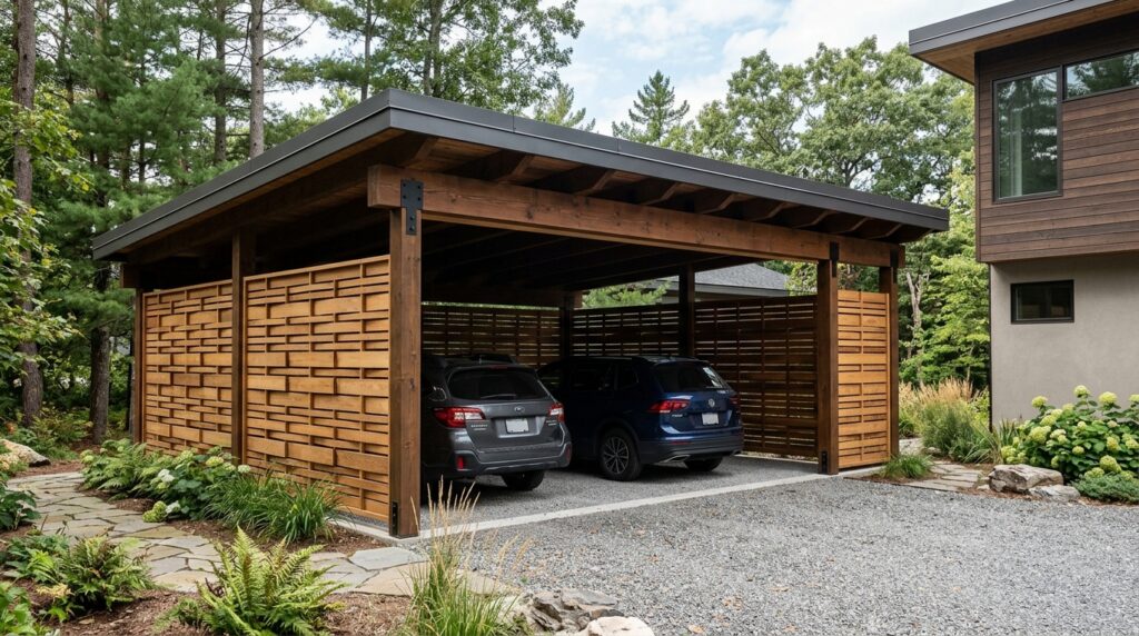 carport with cedar slat panels 202606161101