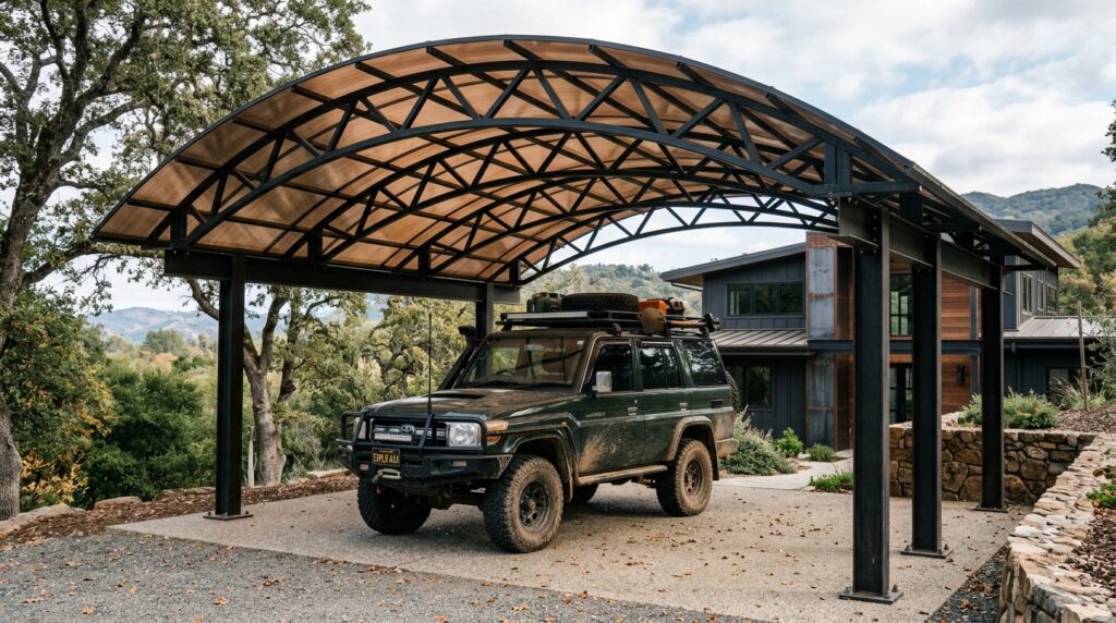 Polycarbonate Arched Roof Carports for Maximum Weather Protection carport with iron arch suv 202606161137