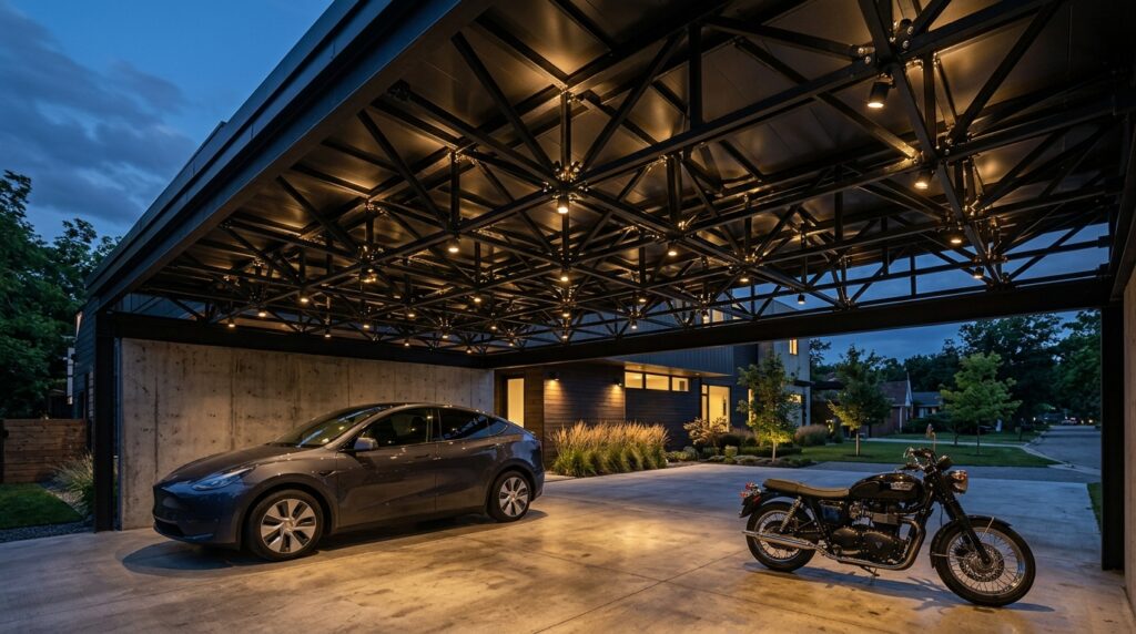 carport with iron truss ceiling 202606152307