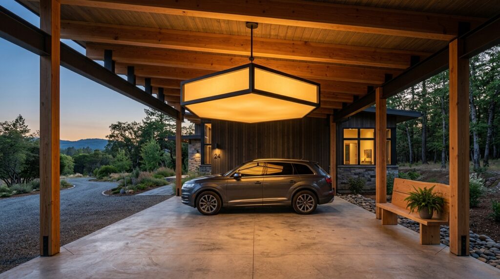 carport with modern pendant light 202606042147
