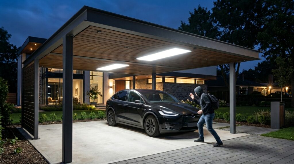 carport with security cameras led 202606152306