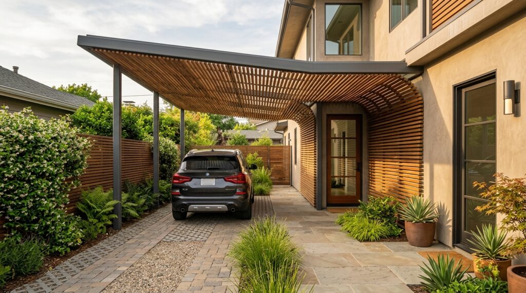 carport with teak wood slats 202606160943