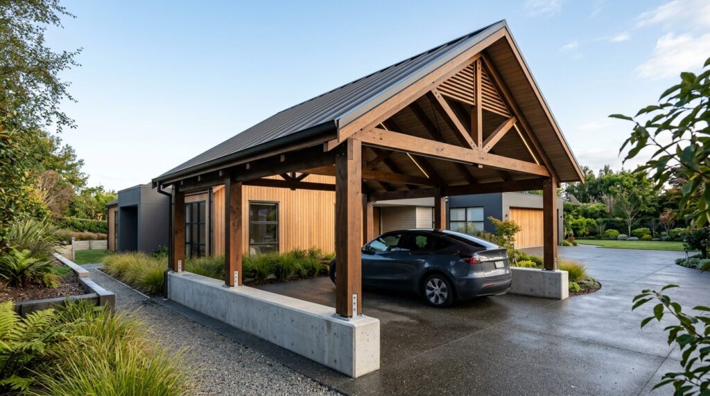Heavy Timber Gable Pavilions to House Your Luxury Vehicles carport with timber beams 202606161225
