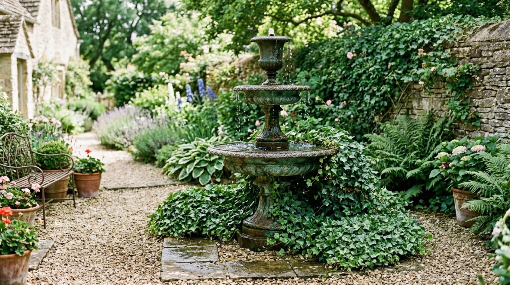 cast iron tiered fountain with ivy 202606101301