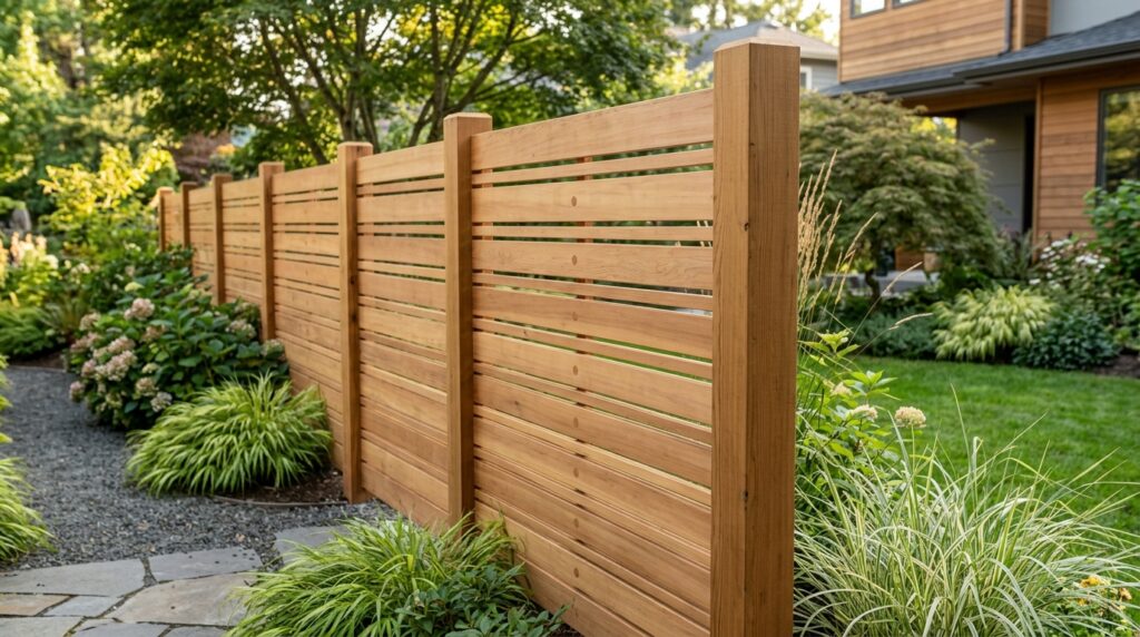 Horizontal Slatted Cedar Fences for a Clean Contemporary Look cedar fence design concept 202606121335