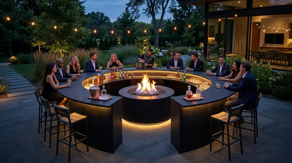 circular bar with fire pit 202606171833