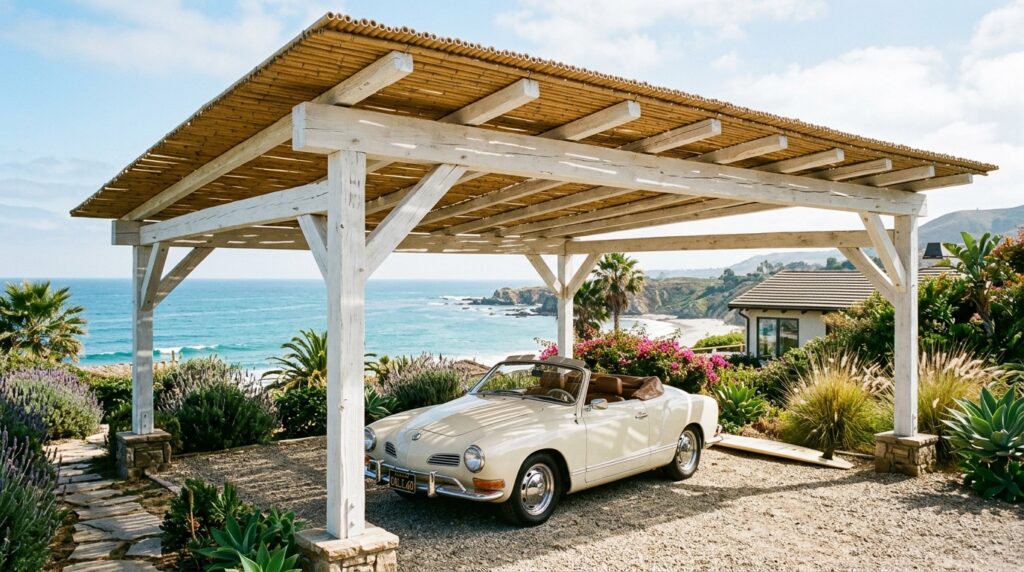 coastal carport with bamboo roof 202606152058