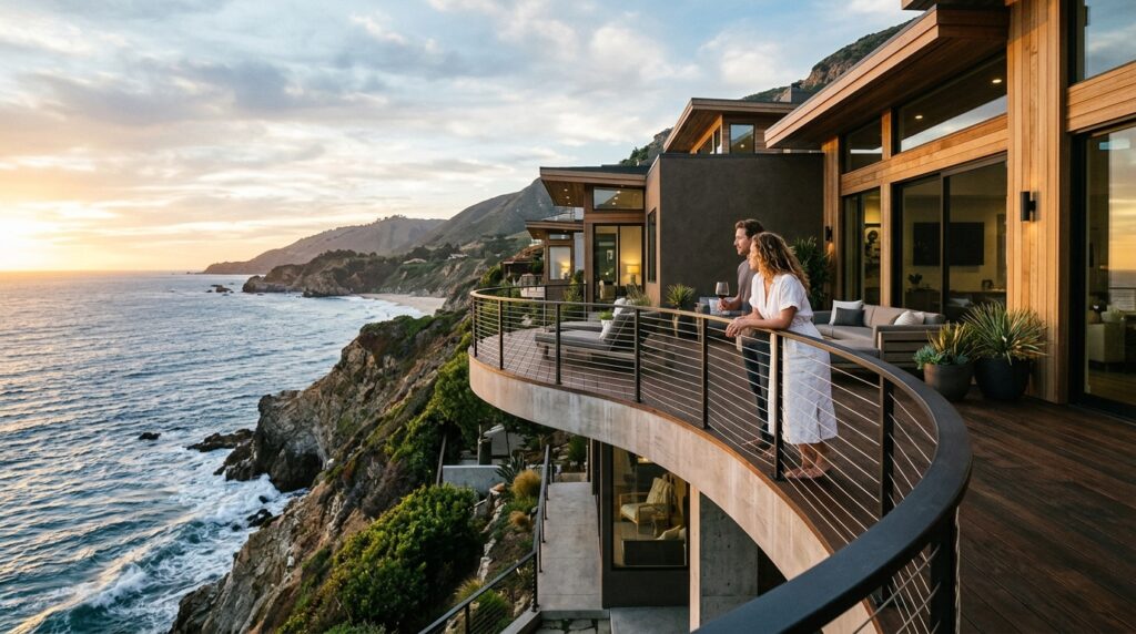 Cantilevered Balconies Wrapping Around Architectural Masterpieces coastal mansion with cantilevere… 202606132116