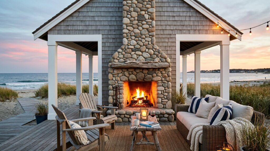 Ultimate Outdoor Entertaining Pavilions with Integrated Fireplaces coastal pavilion with stone fire… 202606131206