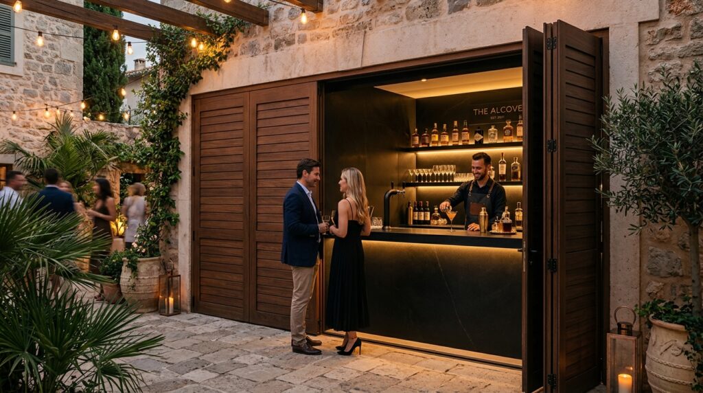 cocktail bar behind bi fold doors 202606171806