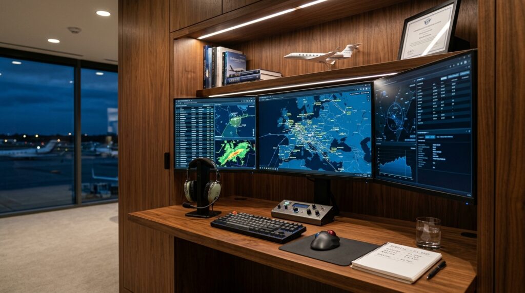 computer workstation with flight… 202606071925