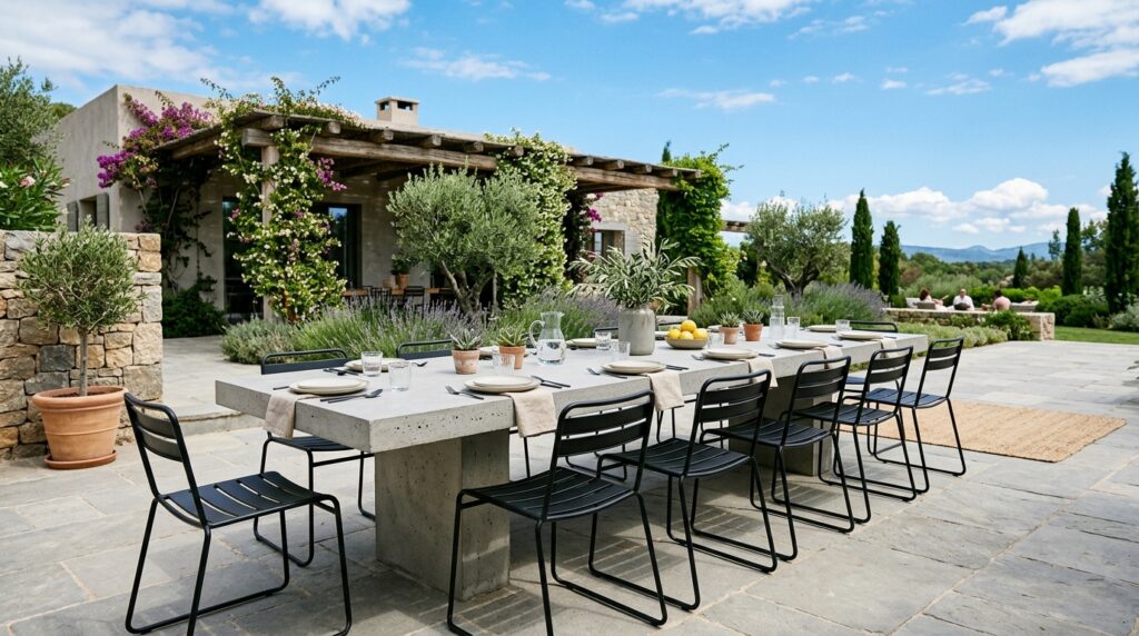 concrete dining table black chairs 202606051212