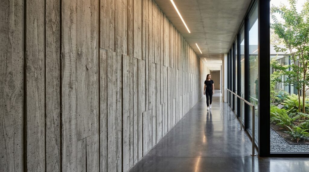 concrete hallway with board form… 202606131023