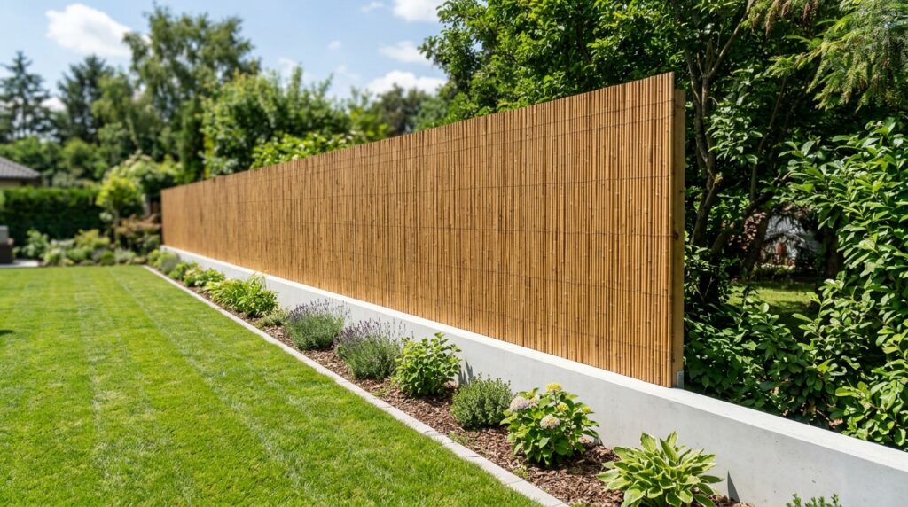 Bamboo Reed Screening Fences for Quick, Cost-Effective Privacy concrete plinth with bamboo fence 202606112338