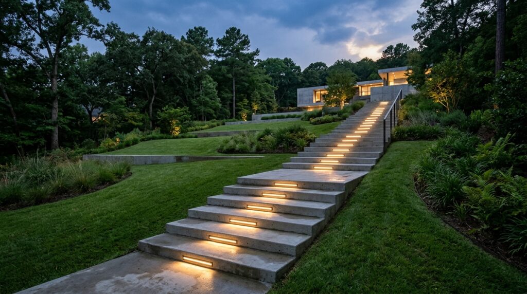 concrete stairs with led lights 202606110924
