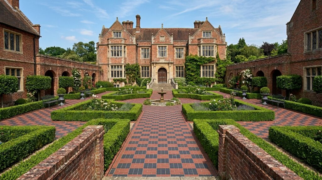 Brick-Paved Courtyards Inspired by Classic European Plazas courtyard adjacent to brick manor 202606141350
