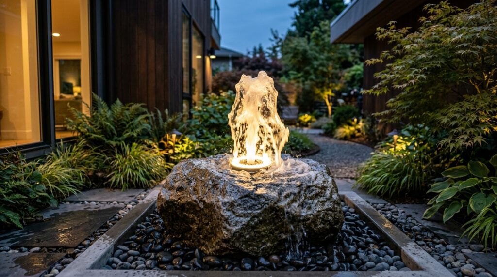 courtyard bubbling stone with light 202606110018