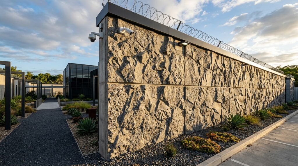 courtyard wall with concrete panels 202606111151