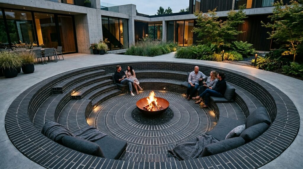 Brick-Paved Courtyards Inspired by Classic European Plazas courtyard with sunken seating 202606141352