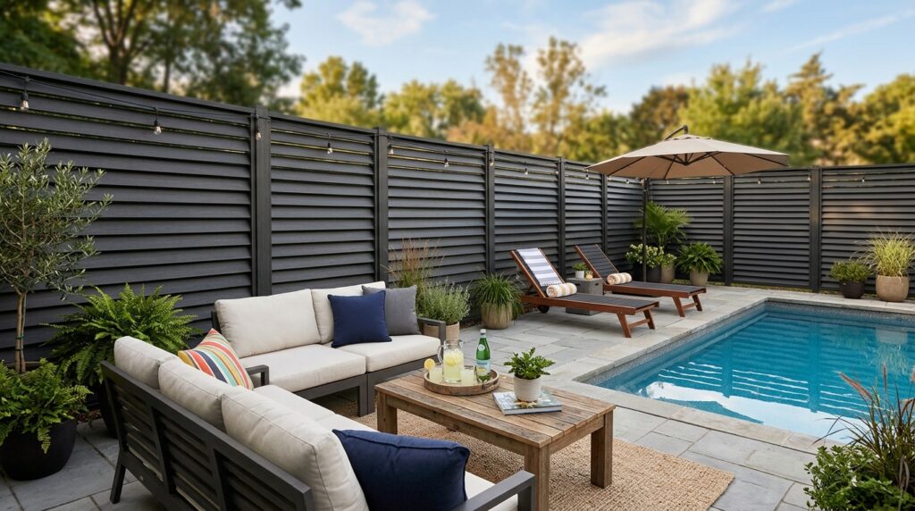 cozy patio with louvered fence 202606111517