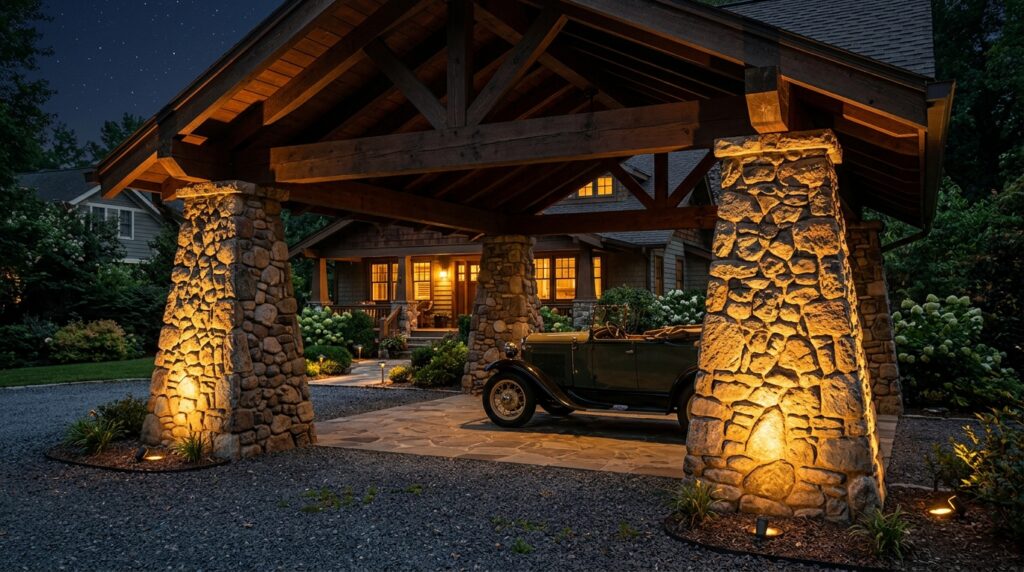 craftsman carport with spotlights 202606152303