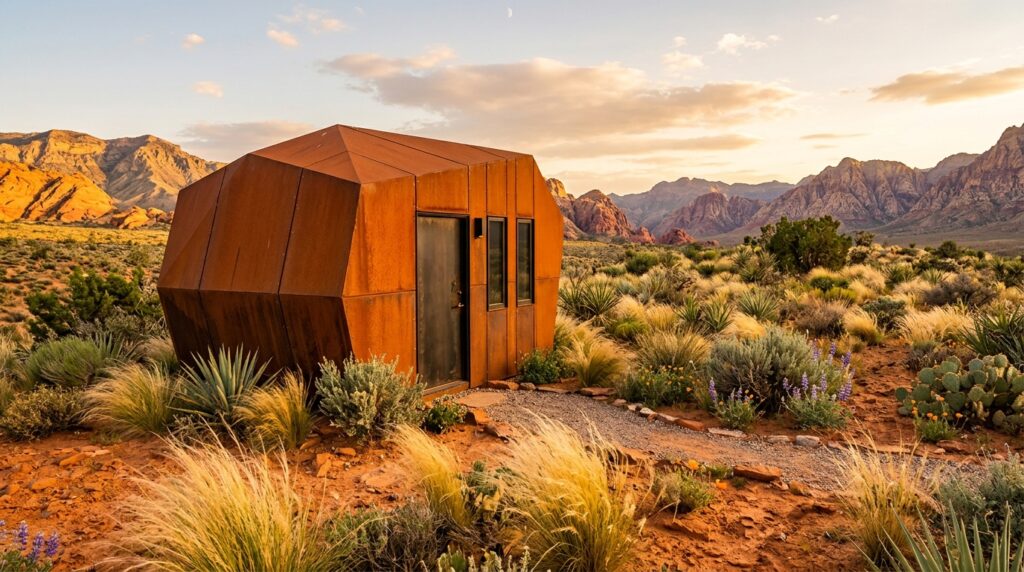 Hidden Utility Shed Layouts That Camouflage into Your Landscaping desert landscape with storage shed 202606131141